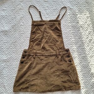 free people brown corduroy mini overall dress